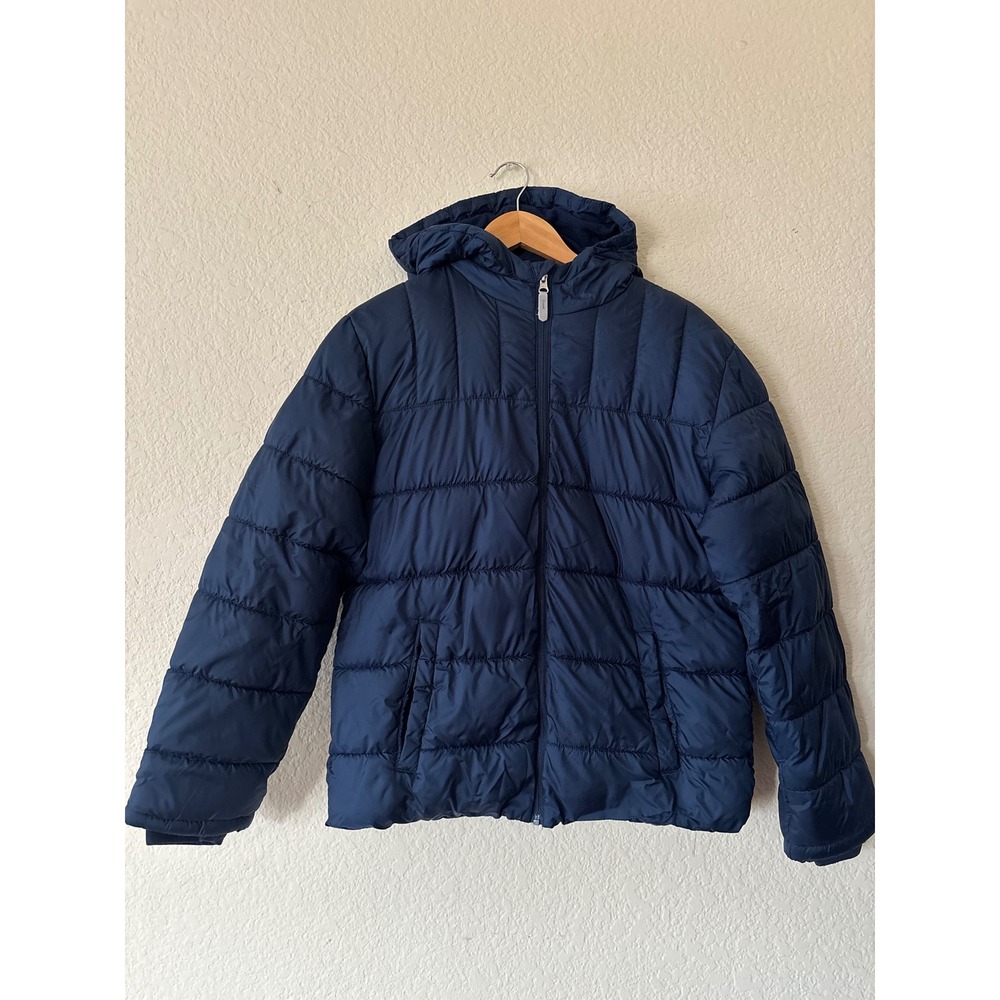 Wonder Nation Puffer Jacket XXL 18 Navy Blue Hooded Fleece Lined Coat